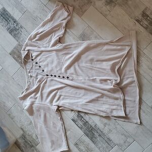 Extra Small XS We the Free People Ivory Tunic Shirt Top Button Front Split Hem